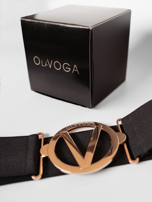 Pasek gumowy elegancki z klamrą logowany Anais czarny