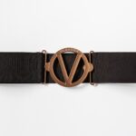 Pasek gumowy elegancki z klamrą logowany Anais czarny