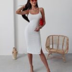 Sukienka prążkowana Holi Ola Voga ecru