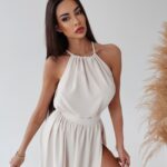 Sukienka koktajlowa Gaja Ola Voga beżowa