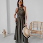 Sukienka koktajlowa Gaja Ola Voga khaki