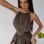 Sukienka koktajlowa Gaja Ola Voga khaki