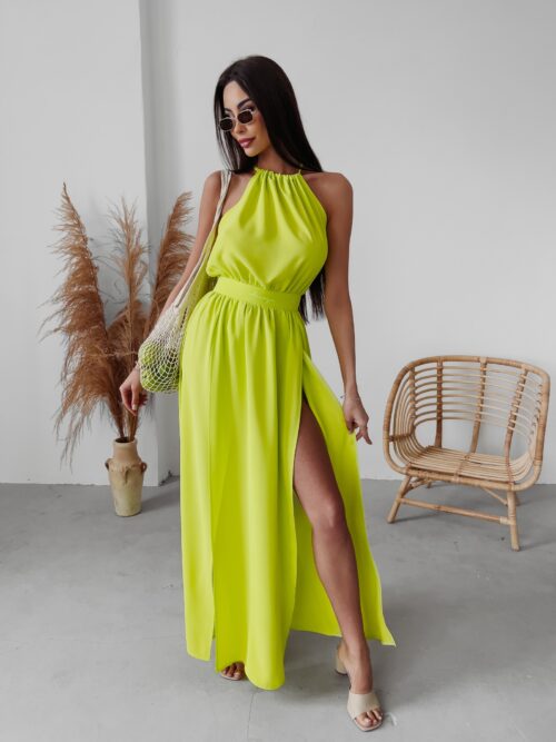 Sukienka koktajlowa Gaja Ola Voga limonkowa