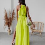 Sukienka koktajlowa Gaja Ola Voga limonkowa