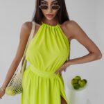 Sukienka koktajlowa Gaja Ola Voga limonkowa