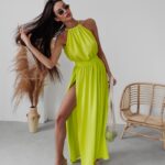 Sukienka koktajlowa Gaja Ola Voga limonkowa