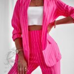 Garnitur damski w paski Slipps różowy