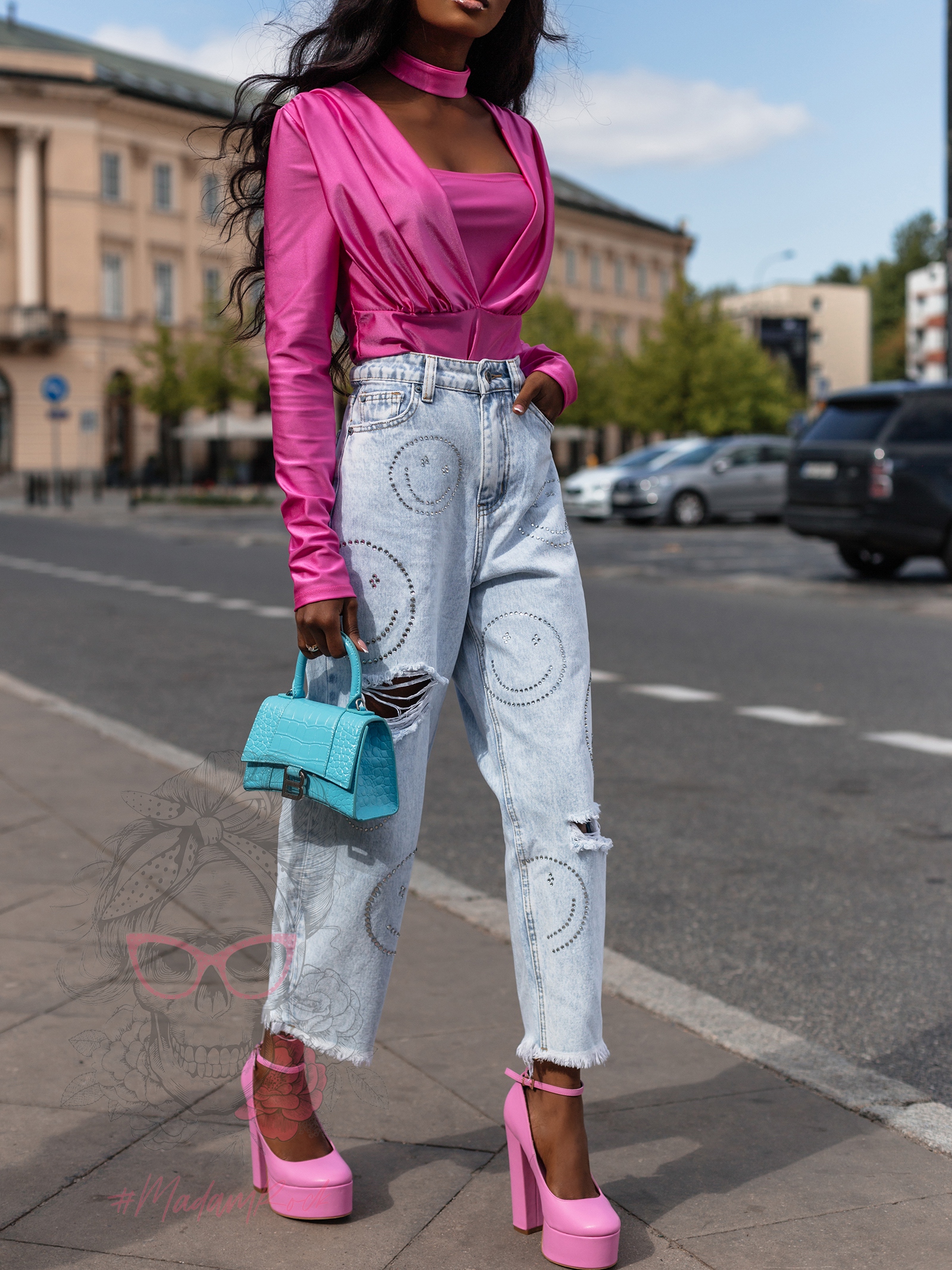 Spodnie jeansowe boyfriend Lucky Smile niebieskie