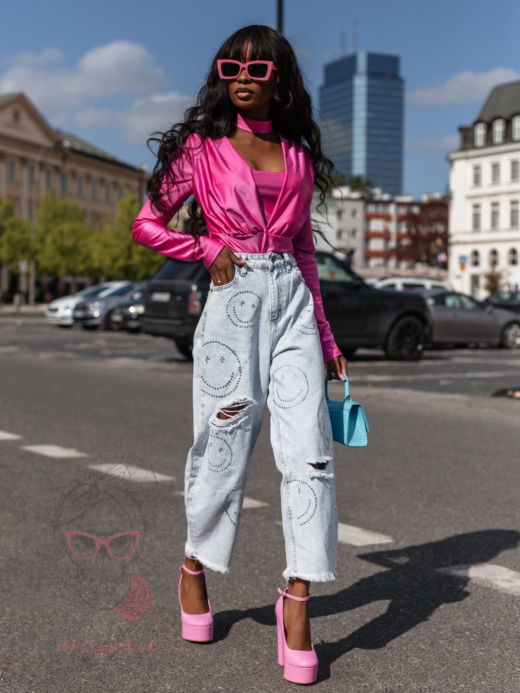 Spodnie jeansowe boyfriend Lucky Smile niebieskie