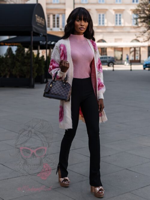 Spodnie elastyczne prążkowane Ottoman czarne