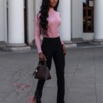 Spodnie elastyczne prążkowane Ottoman czarne