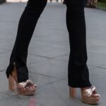 Spodnie elastyczne prążkowane Ottoman czarne