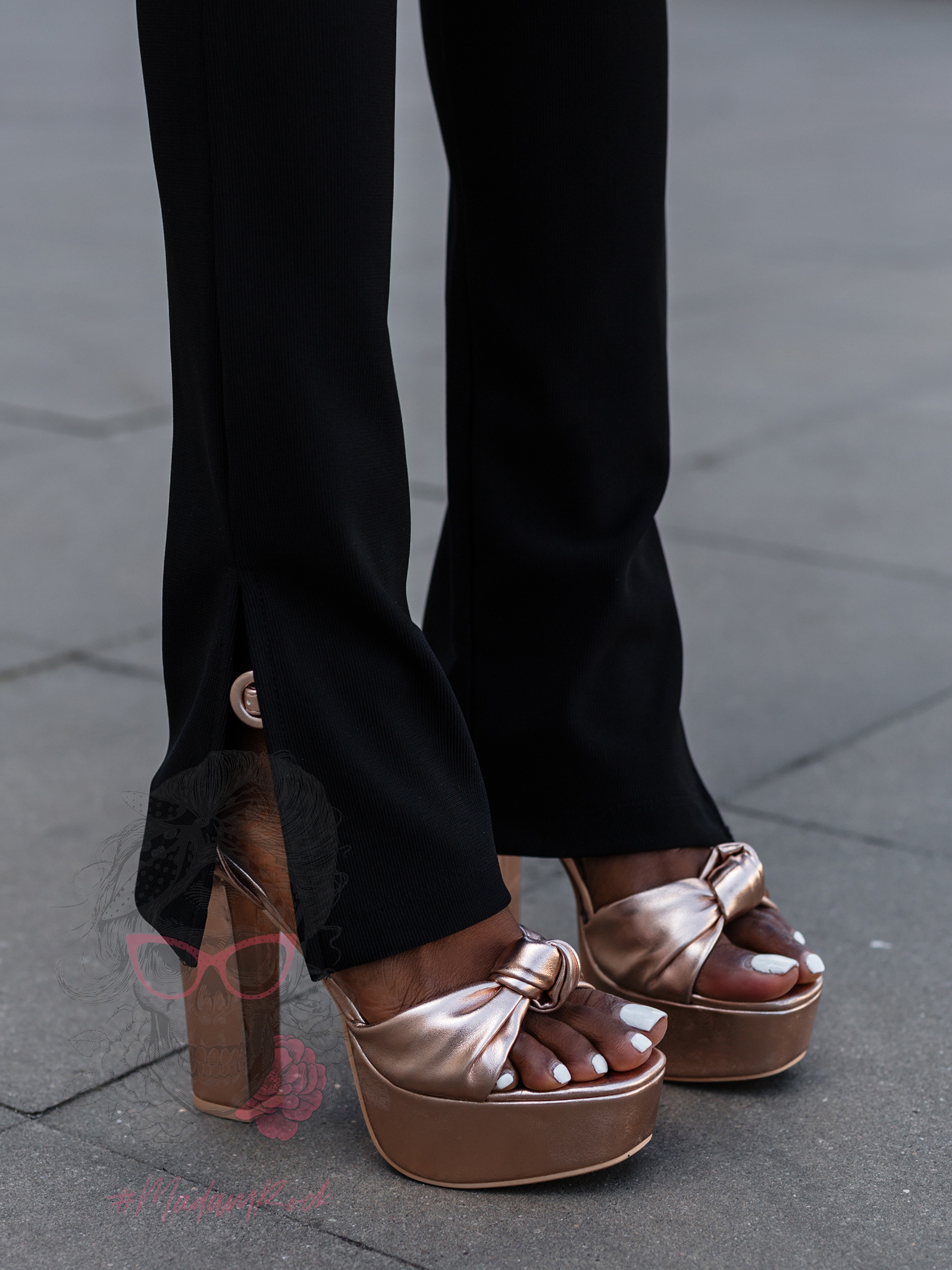 Spodnie elastyczne prążkowane Ottoman czarne