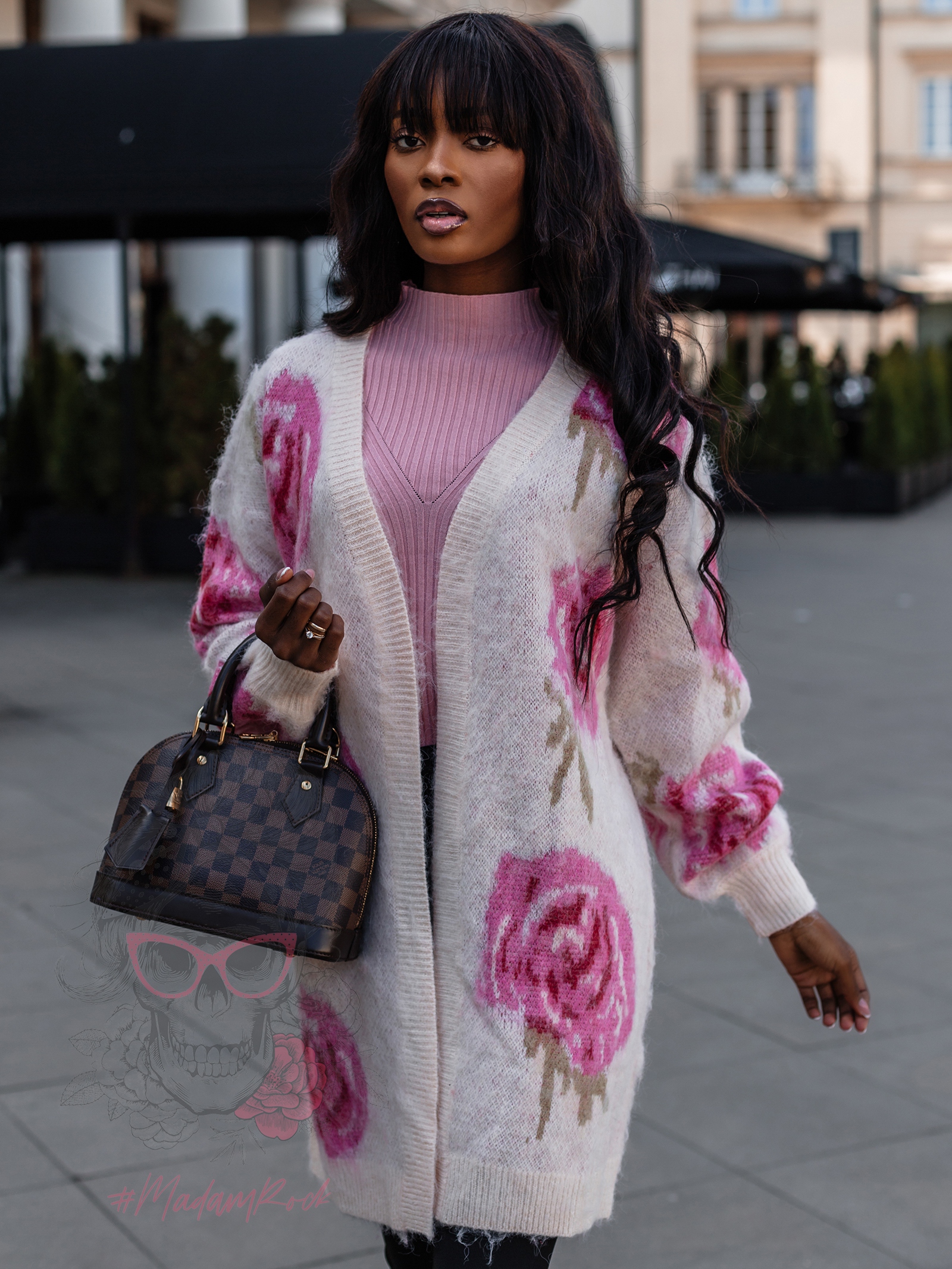 Kardigan Flowers III beżowy