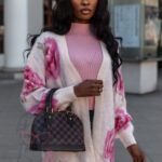 Kardigan Flowers III beżowy