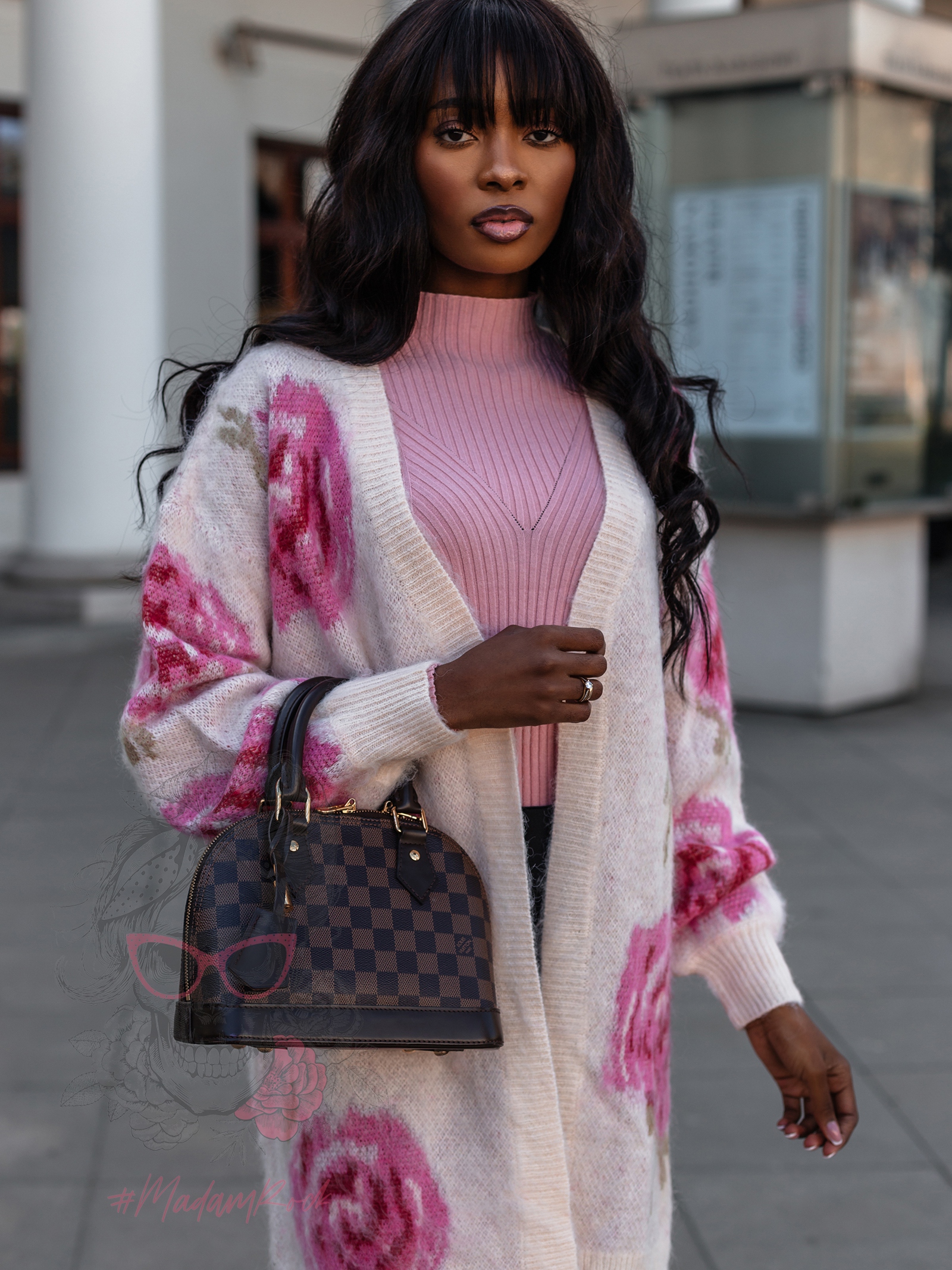 Kardigan Flowers III beżowy