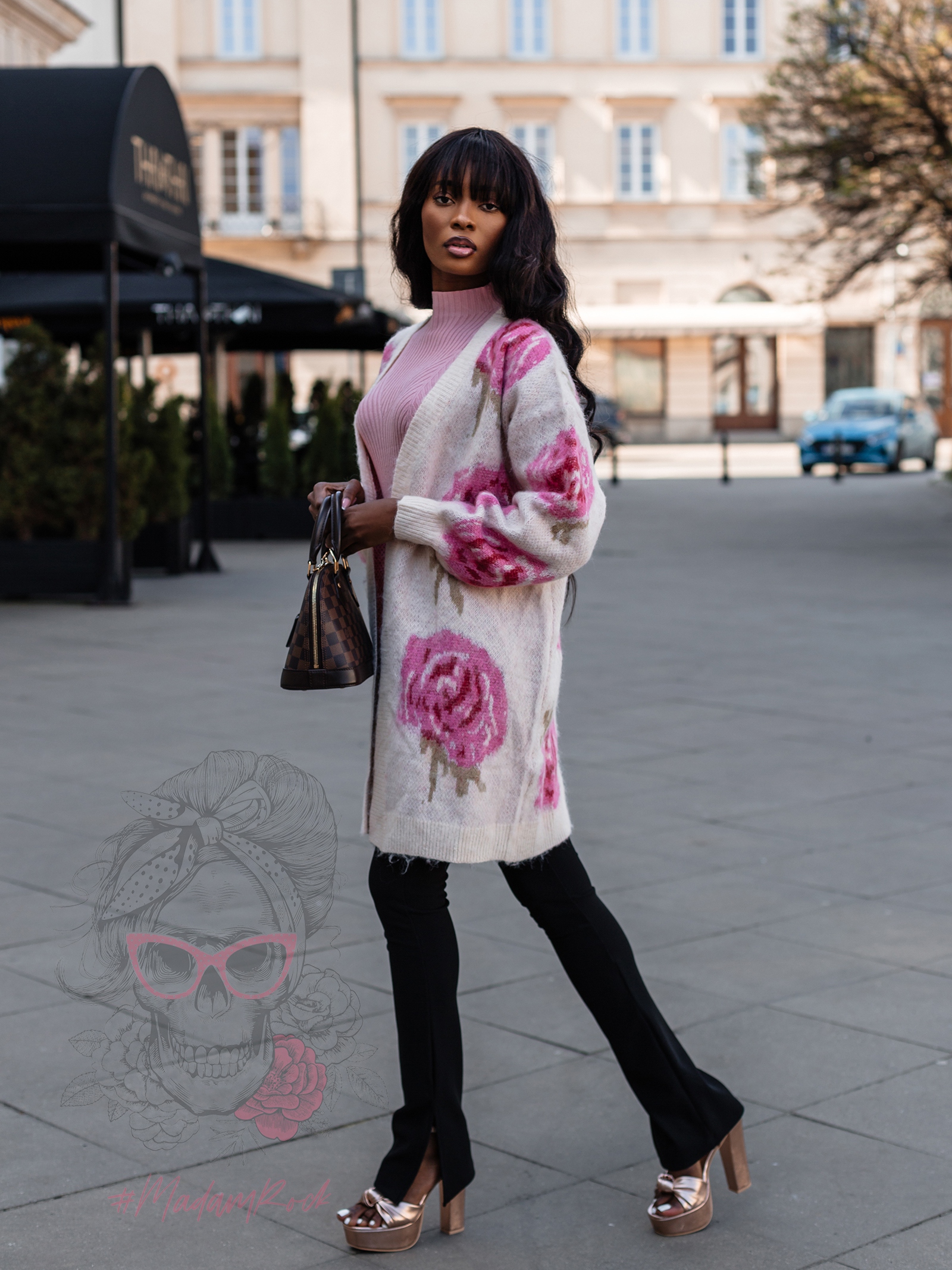 Kardigan Flowers III beżowy