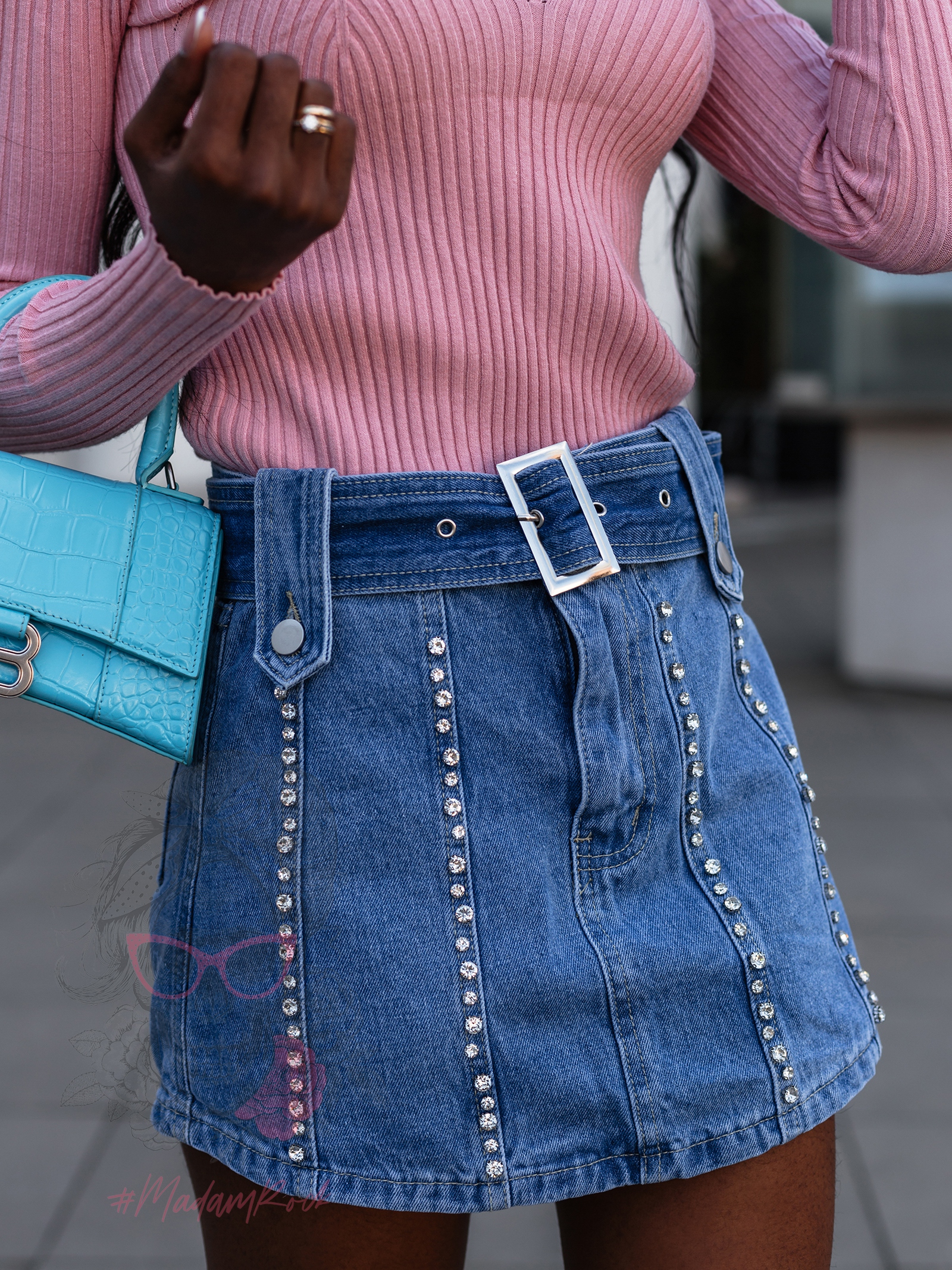 Spódniczko-spodenki jeansowe Fisto granatowe