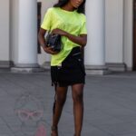 T-shirt bawełniany Vintage Fox żółty neonowy