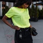 T-shirt bawełniany Vintage Fox żółty neonowy