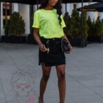 T-shirt bawełniany Vintage Fox żółty neonowy