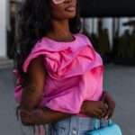 T-shirt z falbanką Lepus różowy