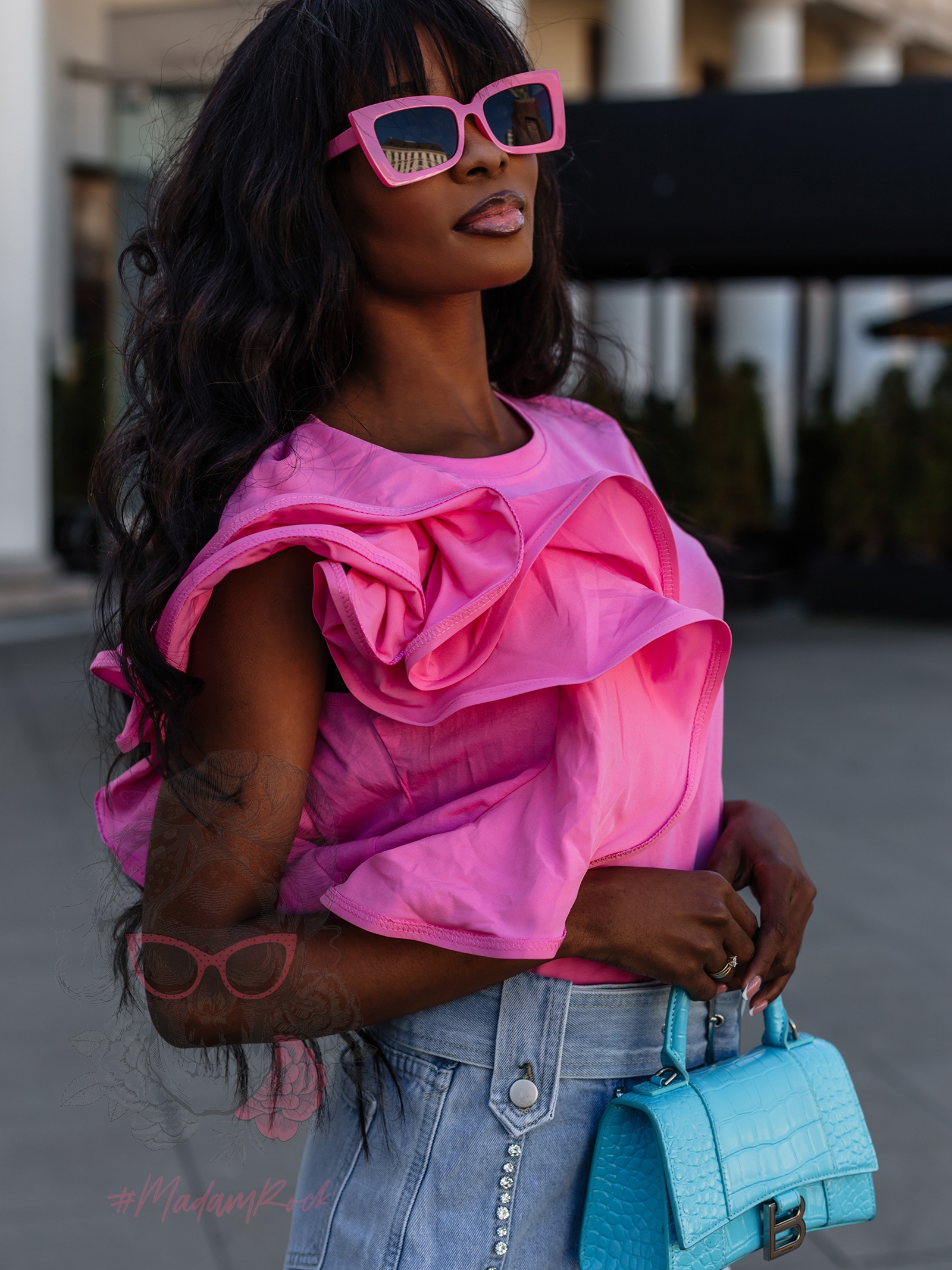 T-shirt z falbanką Lepus różowy