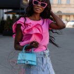 T-shirt z falbanką Lepus różowy