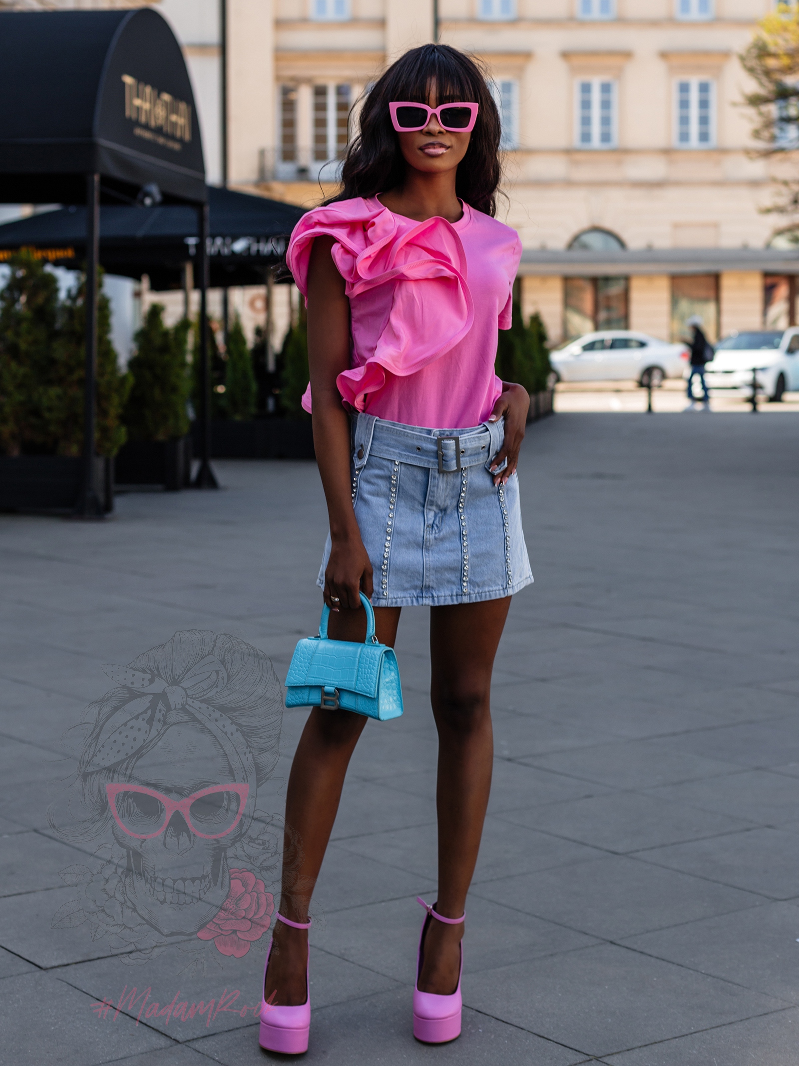 T-shirt z falbanką Lepus różowy