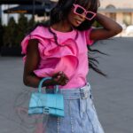 T-shirt z falbanką Lepus różowy