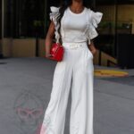 Spodnie eleganckie szerokie Piklo ecru