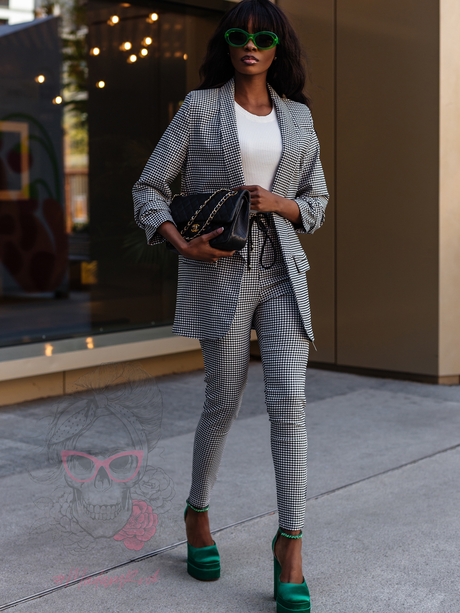 Komplet garnitur damski Bleces biało-czarny