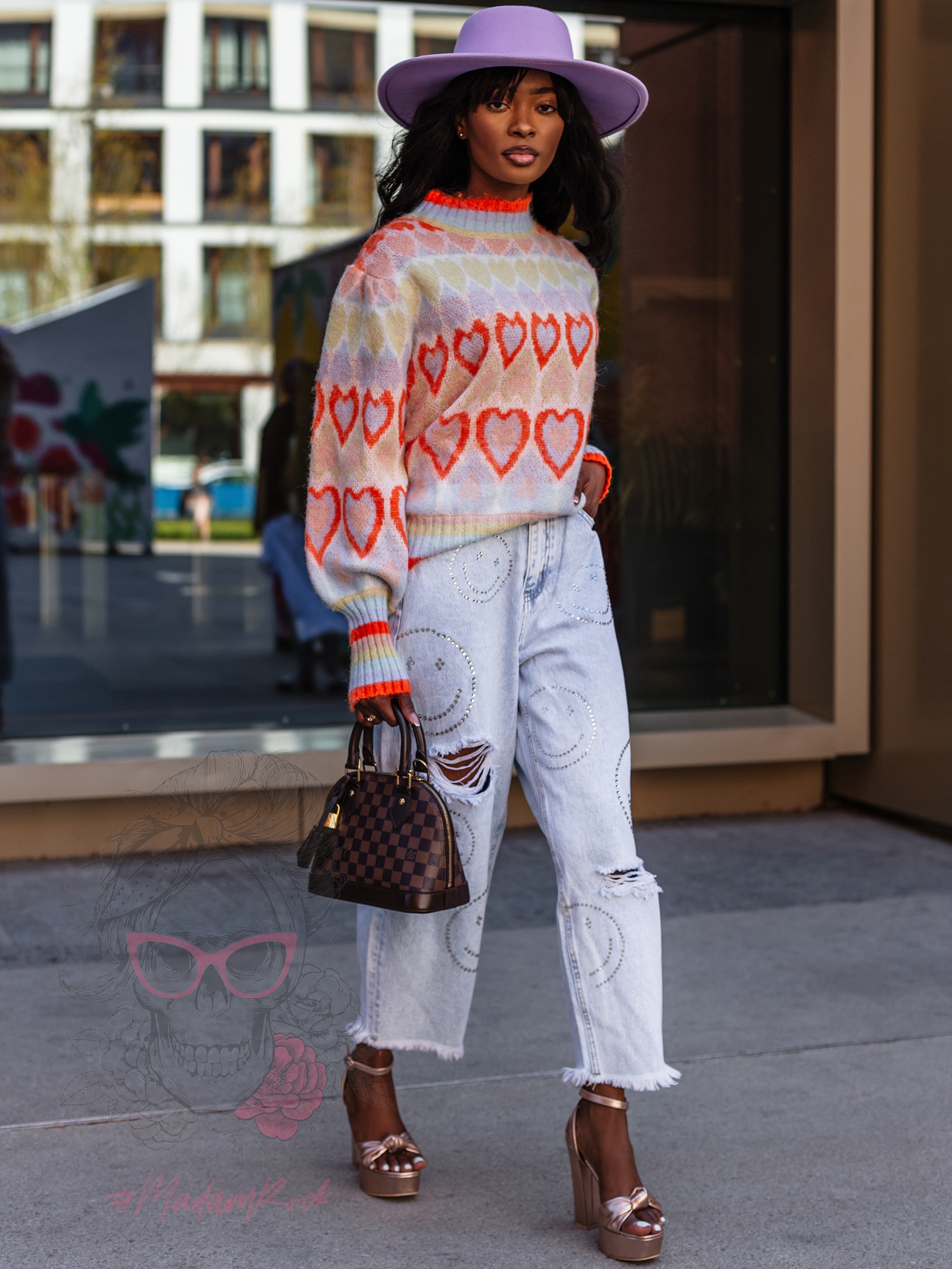 Sweter w serca Molis kolorowy