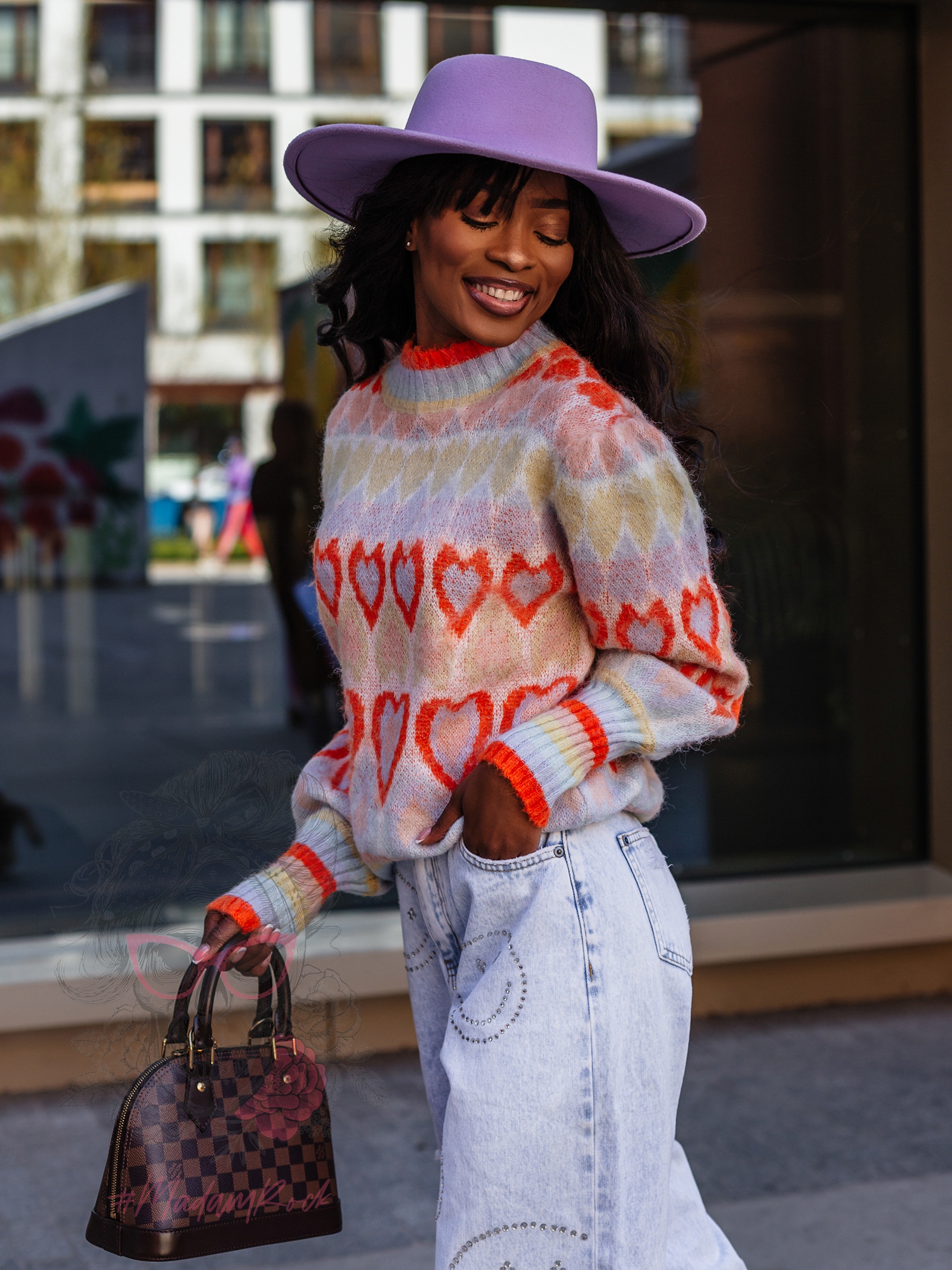 Sweter w serca Molis kolorowy