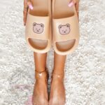 Klapki z misiem Madam Mibi beżowe