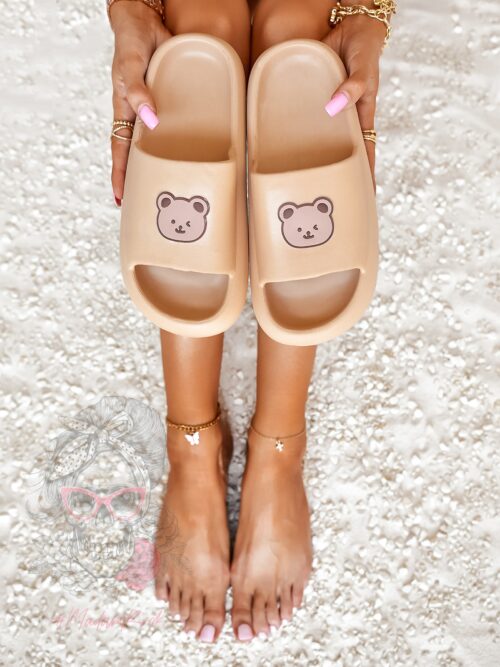 Klapki z misiem Madam Mibi beżowe