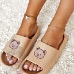 Klapki z misiem Madam Mibi beżowe