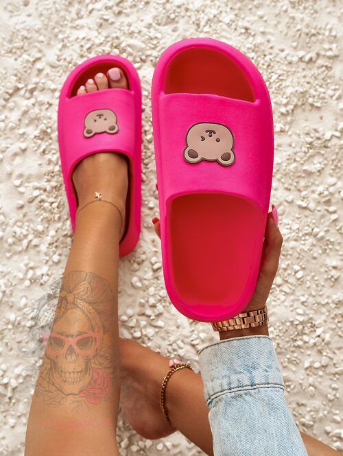 Klapki z misiem Madam Mibi fuksja