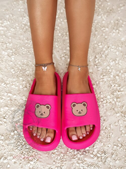 Klapki z misiem Madam Mibi fuksja