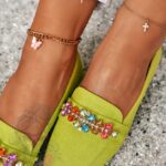 Mokasyny z kamieniami Madam Saco zielone