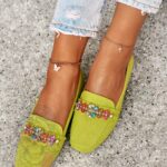 Mokasyny z kamieniami Madam Saco zielone