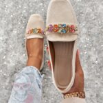 Mokasyny z kamieniami Madam Saco beżowe