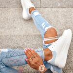 Buty sportowe Madam Upper X białe z błękitnym