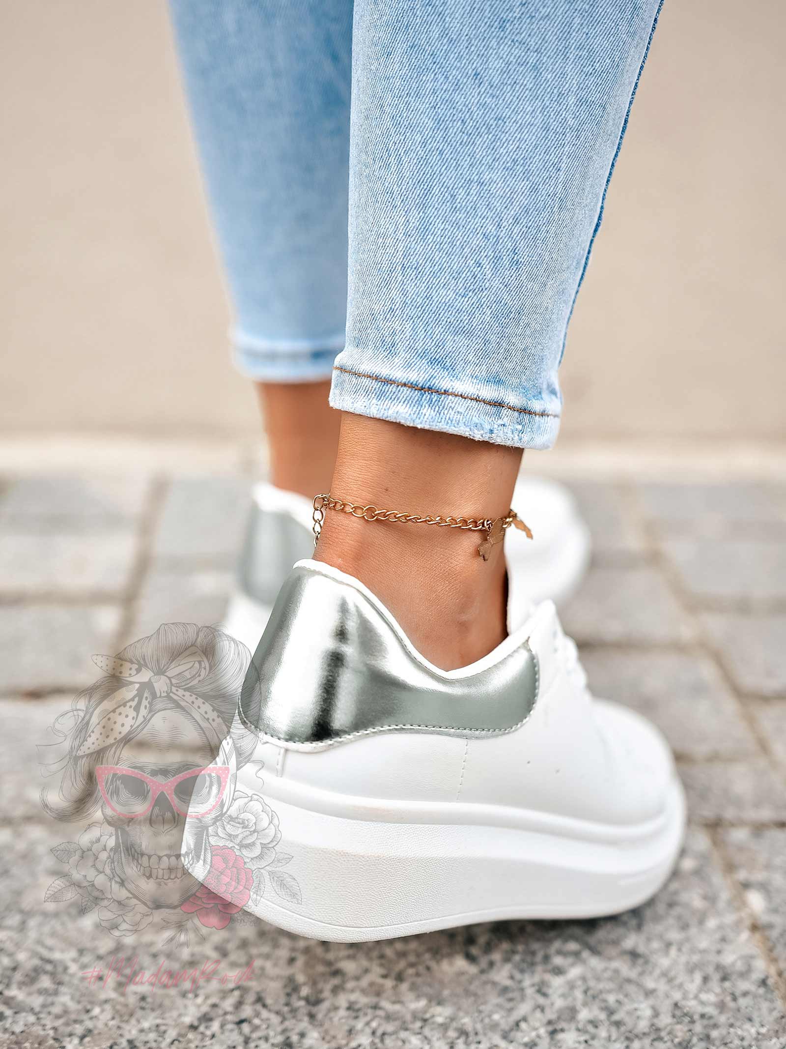 Buty sportowe Madam Upper X białe ze srebrnym