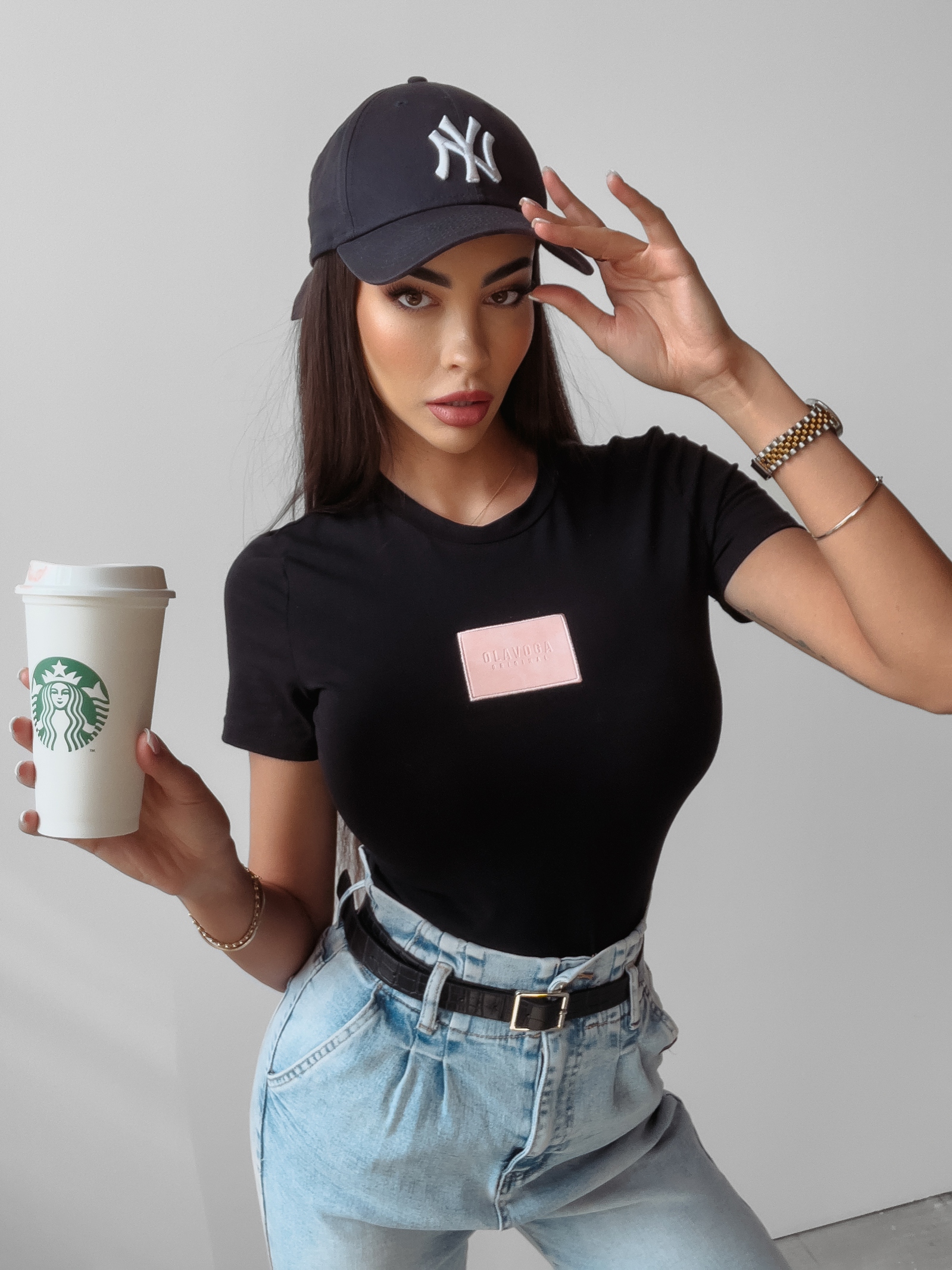 T-shirt basic bawełniany Asta Ola Voga czarny T-shirt basic bawełniany Asta Ola Voga czarny