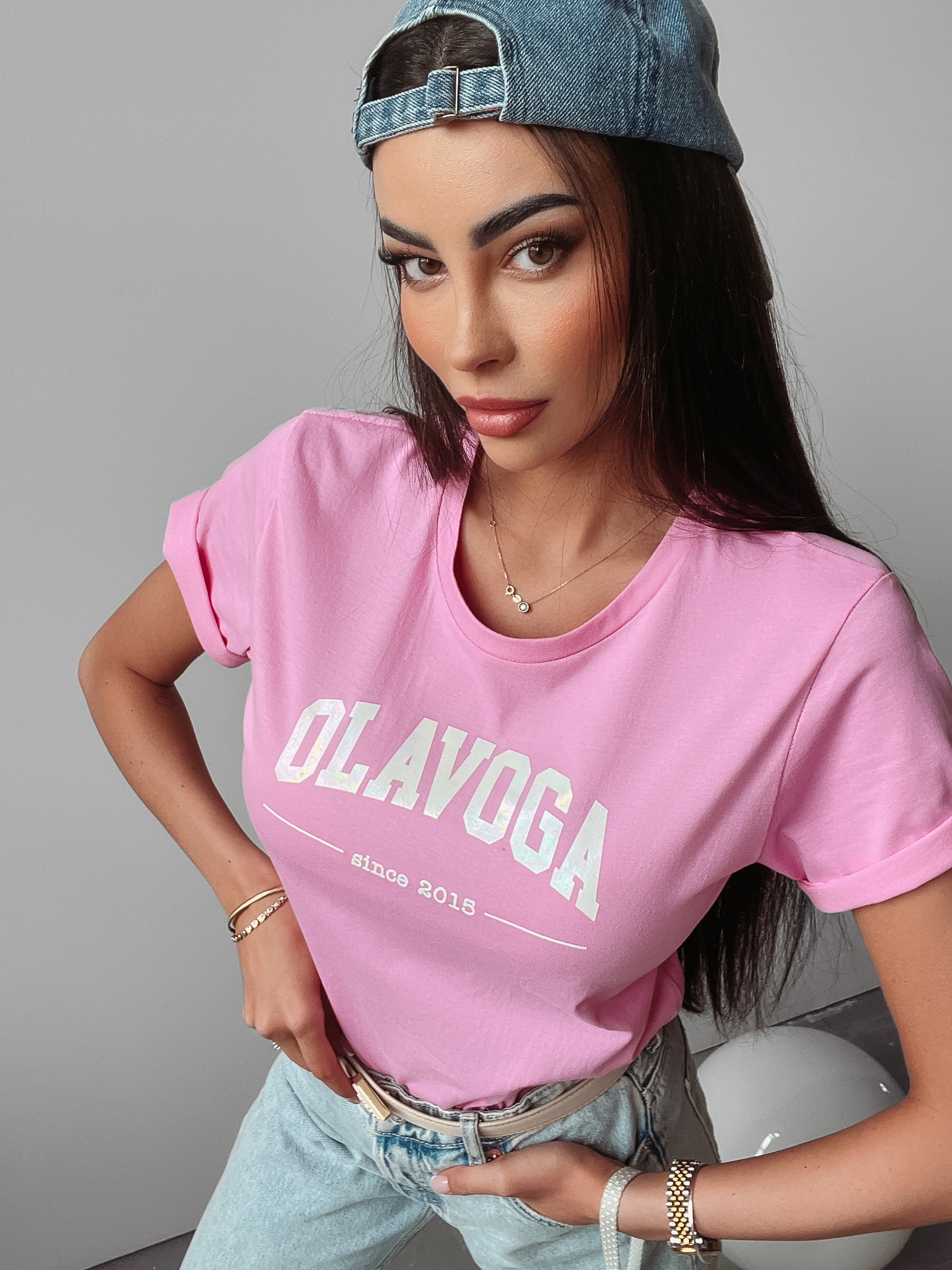 T-shirt klasyczny Virje Ola Voga różowy