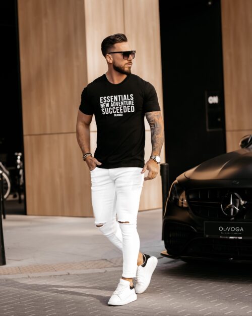 T-shirt bawełniany męski Chris Ola Voga czarny