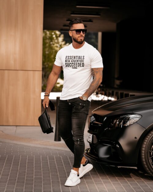 T-shirt bawełniany męski Chris Ola Voga biały