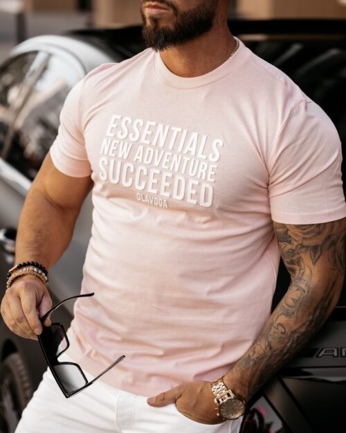 T-shirt bawełniany męski Chris Ola Voga różowy