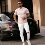 T-shirt bawełniany męski Chris Ola Voga różowy